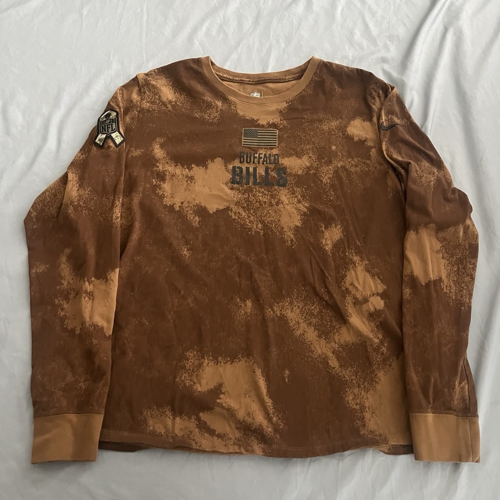 Nike Buffalo Bills Salute To Service Brown Camo Long Sleeve Shirt Women's XL NFL